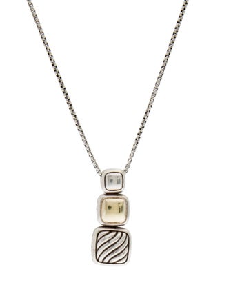 David Yurman Two-Tone Small Chiclet Triple Drop Pendant Necklace