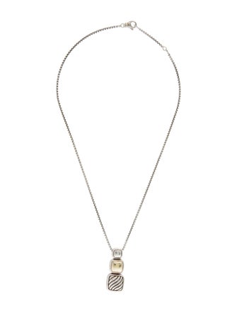 David Yurman Two-Tone Small Chiclet Triple Drop Pendant Necklace