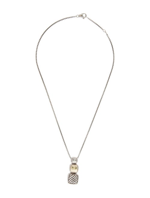 David Yurman Two-Tone Small Chiclet Triple Drop Pendant Necklace