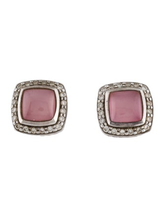 David Yurman Mother of Pearl, Rose Quartz Doublet & Diamond Stud Earrings