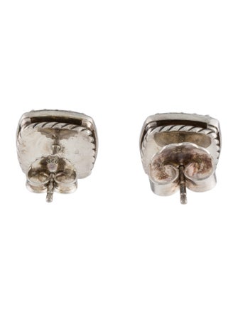 David Yurman Mother of Pearl, Rose Quartz Doublet & Diamond Stud Earrings