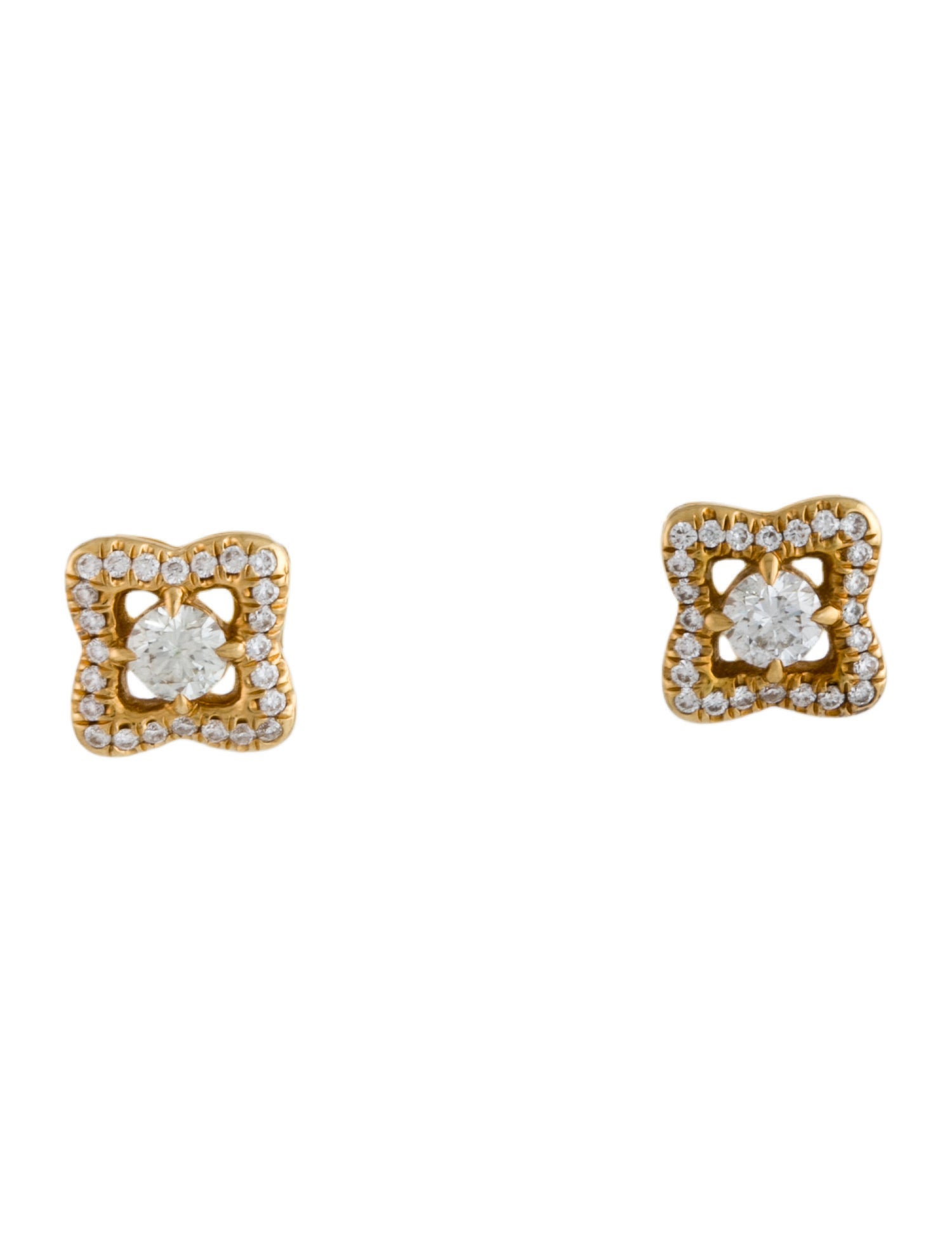 David Yurman 18K Diamond Venetian Quatrefoil Stud Earrings