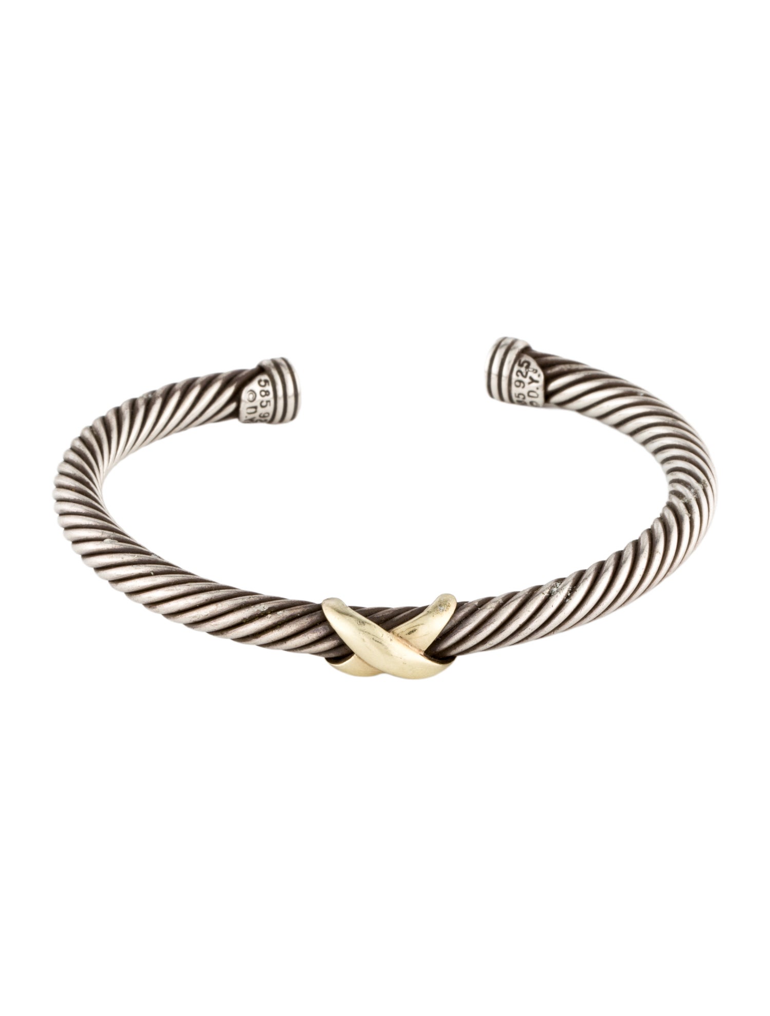 David Yurman Two-Tone X Classic Cable Station Cuff Bracelet