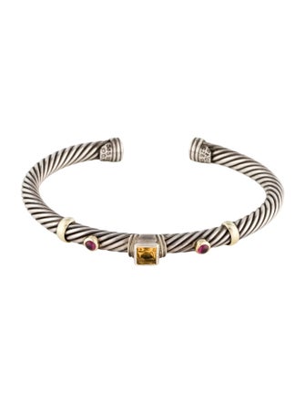 David Yurman Citrine & Rhodolite Cuff Bracelet