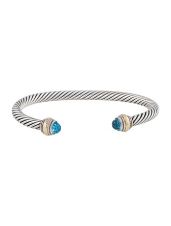 David Yurman Two-Tone Topaz Cable Cuff Bracelet