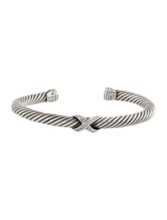 David Yurman Diamond X Classic Cable Station Bracelet