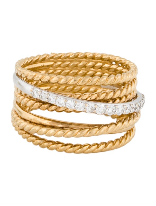 David Yurman 18K Diamond Crossover Ring