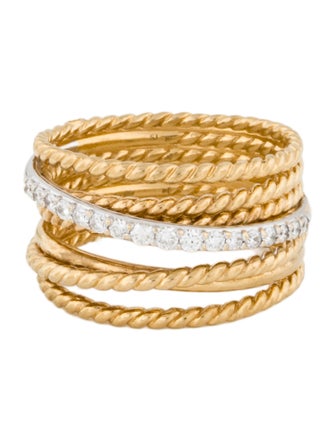 David Yurman 18K Diamond Crossover Ring