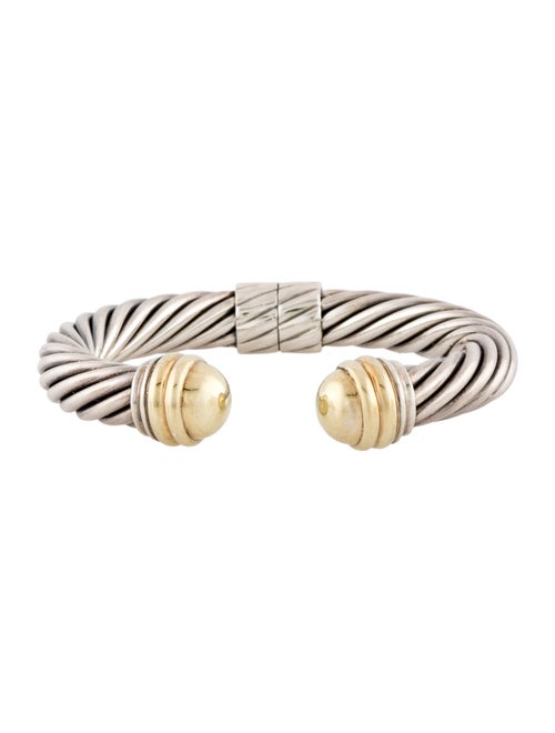David Yurman Two-Tone Dome Cable Classic Hinged Cuff Bracelet