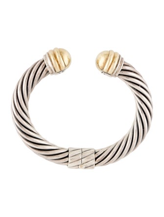 David Yurman Two-Tone Dome Cable Classic Hinged Cuff Bracelet
