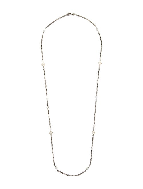 David Yurman Pearl Logo Station Necklace