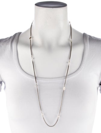David Yurman Pearl Logo Station Necklace