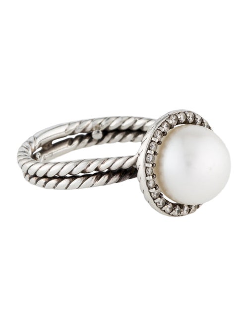 David Yurman Pearl & Diamond Double Cable Ring