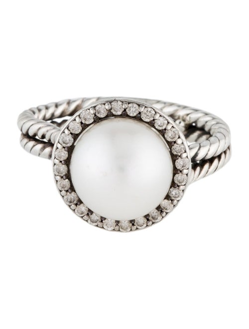 David Yurman Pearl & Diamond Double Cable Ring