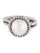 David Yurman Pearl & Diamond Double Cable Ring