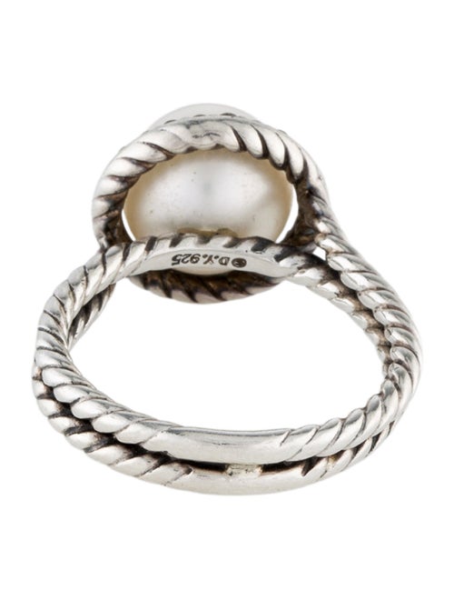 David Yurman Pearl & Diamond Double Cable Ring