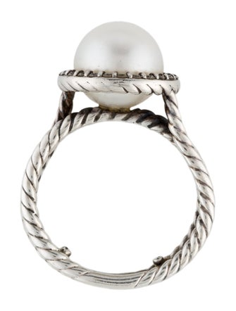 David Yurman Pearl & Diamond Double Cable Ring