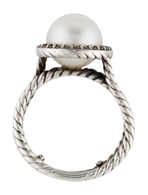 David Yurman Pearl & Diamond Double Cable Ring