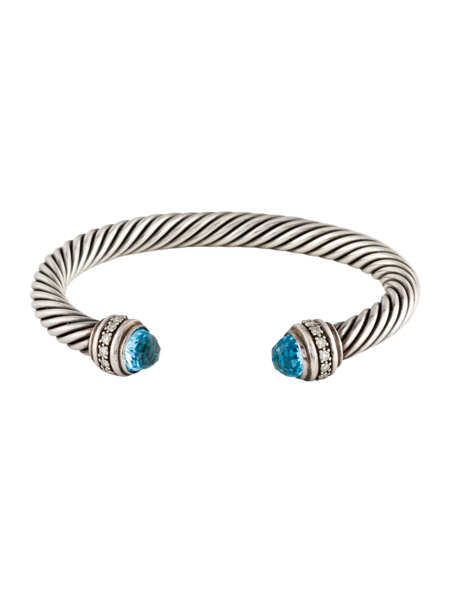 David Yurman Topaz & Diamond Classic Cable Cuff Bracelet