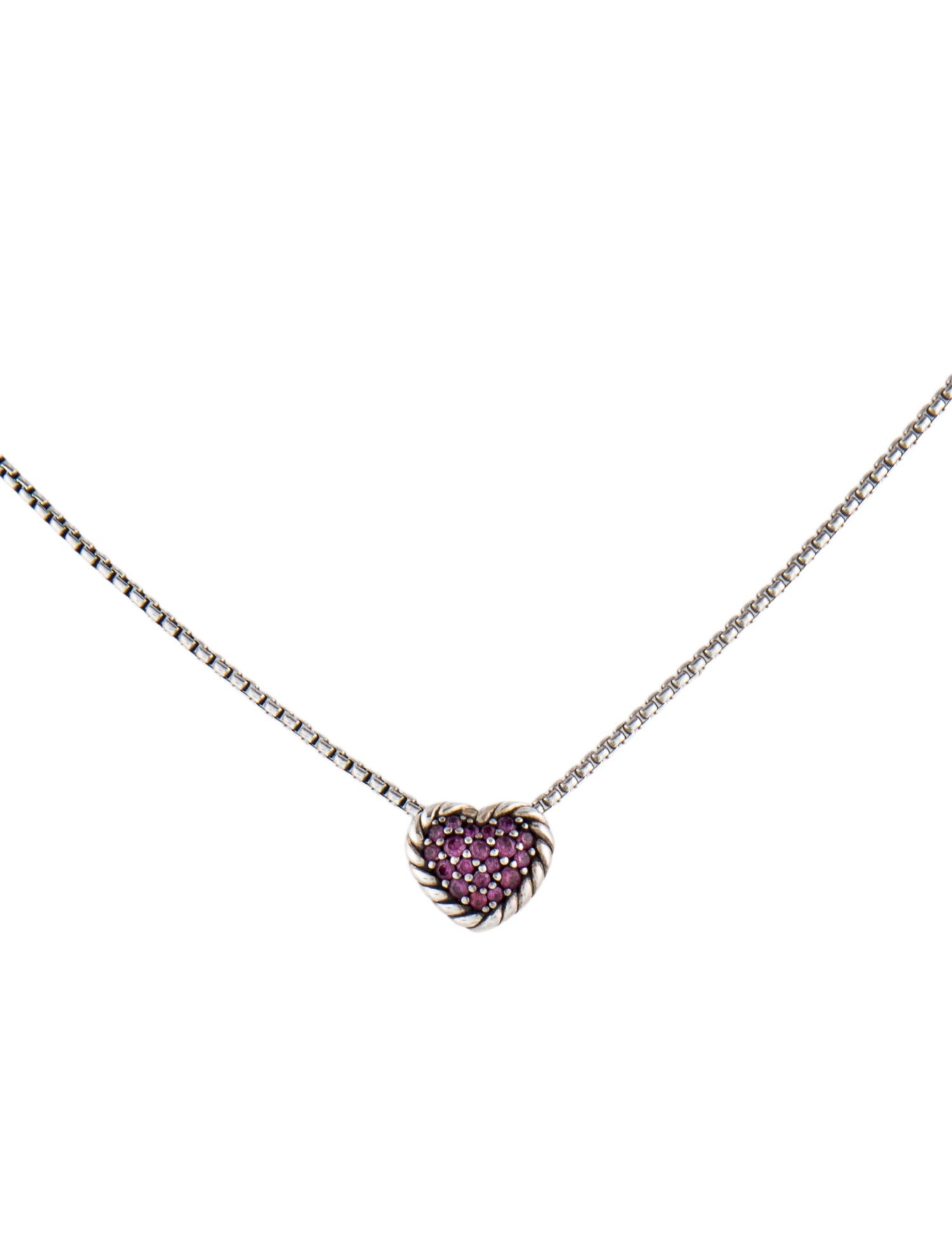David Yurman Sapphire Chatelaine Heart Pendant Necklace