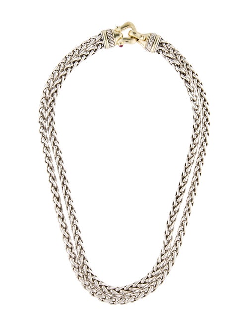 David Yurman Rhodolite Buckle Double Wheat Chain Necklace