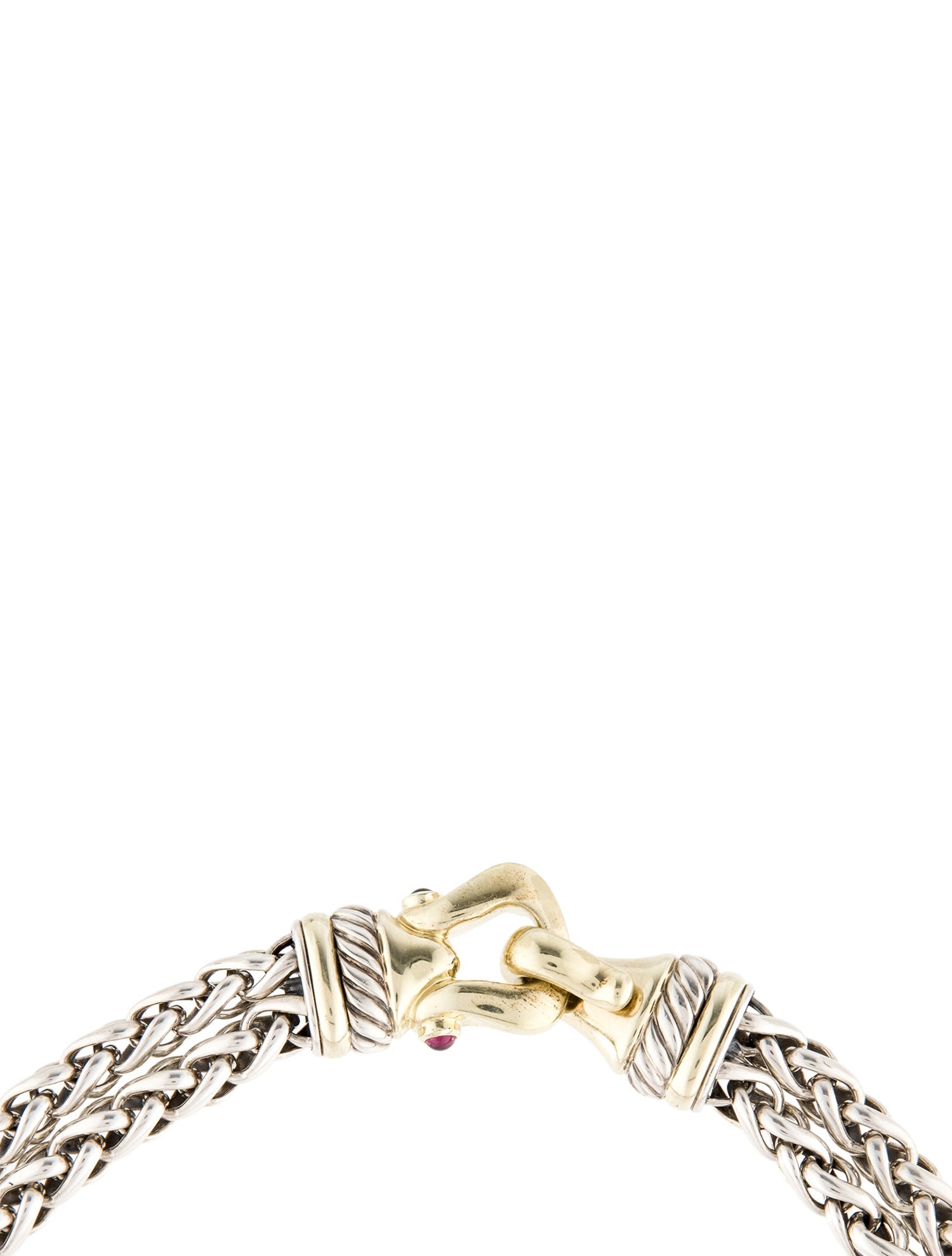 David Yurman Rhodolite Buckle Double Wheat Chain Necklace