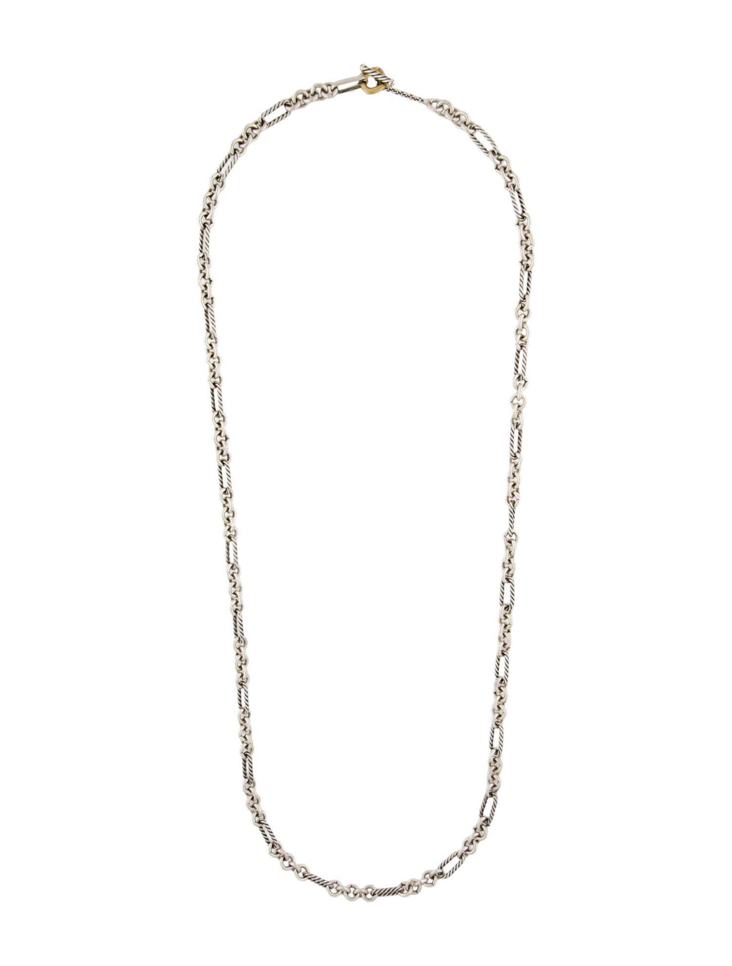 David Yurman Two-Tone Figaro Long Station Necklace