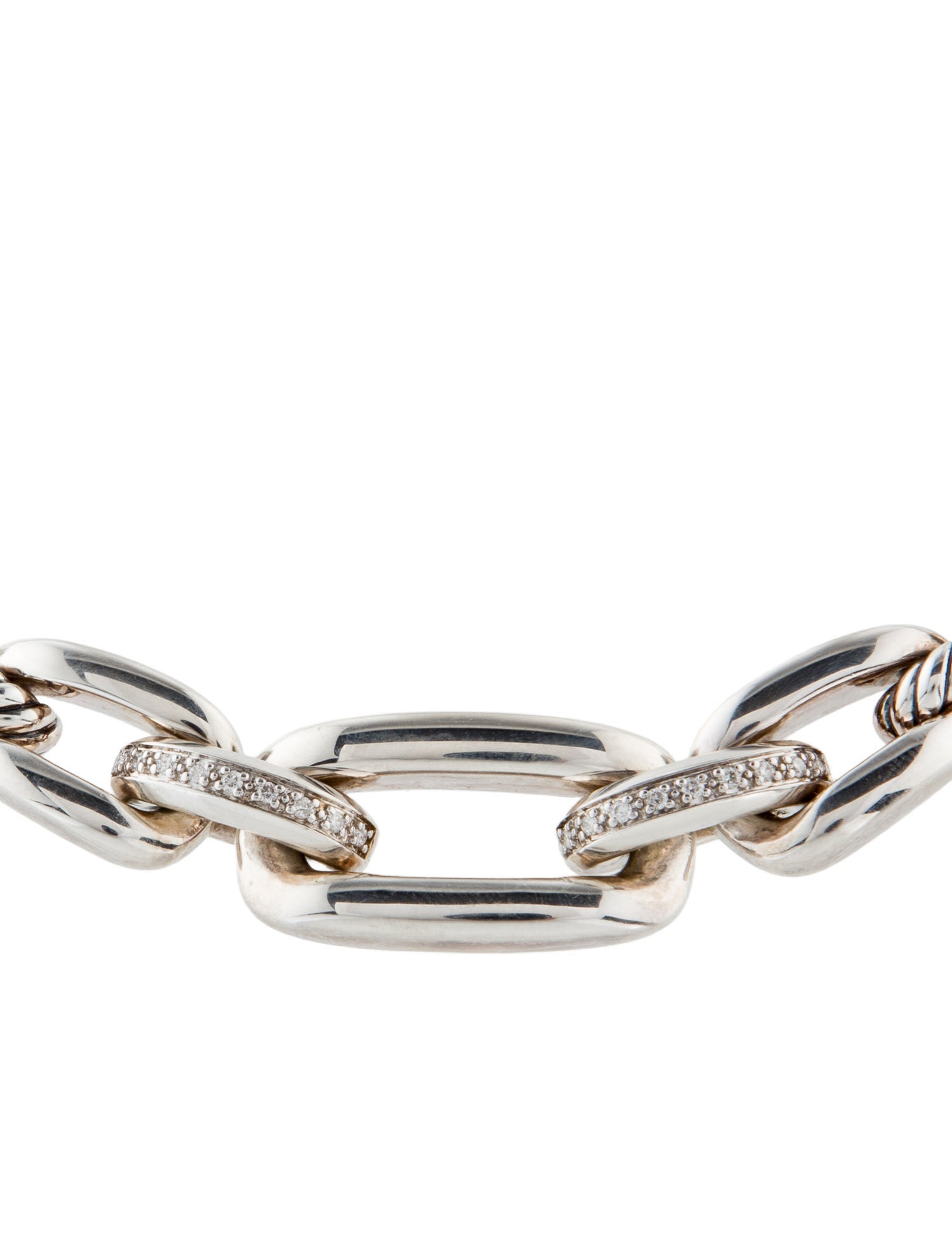 David Yurman Diamond Wellesley Link Chain Station Necklace