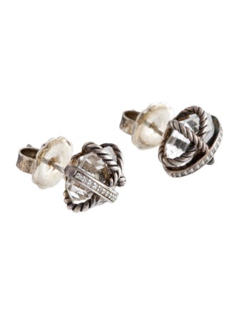David Yurman Quartz & Diamond Cable Wrap Stud Earrings