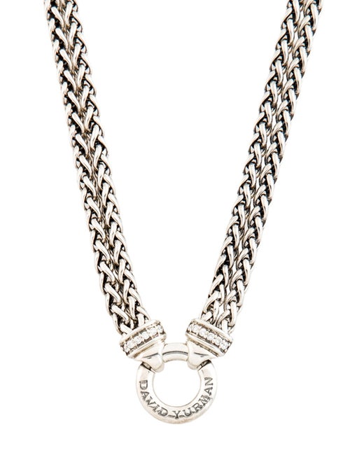 David Yurman Diamond Double Wheat Chain Pendant Necklace