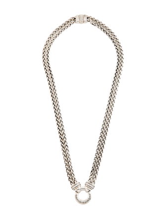 David Yurman Diamond Double Wheat Chain Pendant Necklace