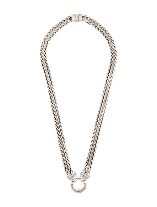 David Yurman Diamond Double Wheat Chain Pendant Necklace