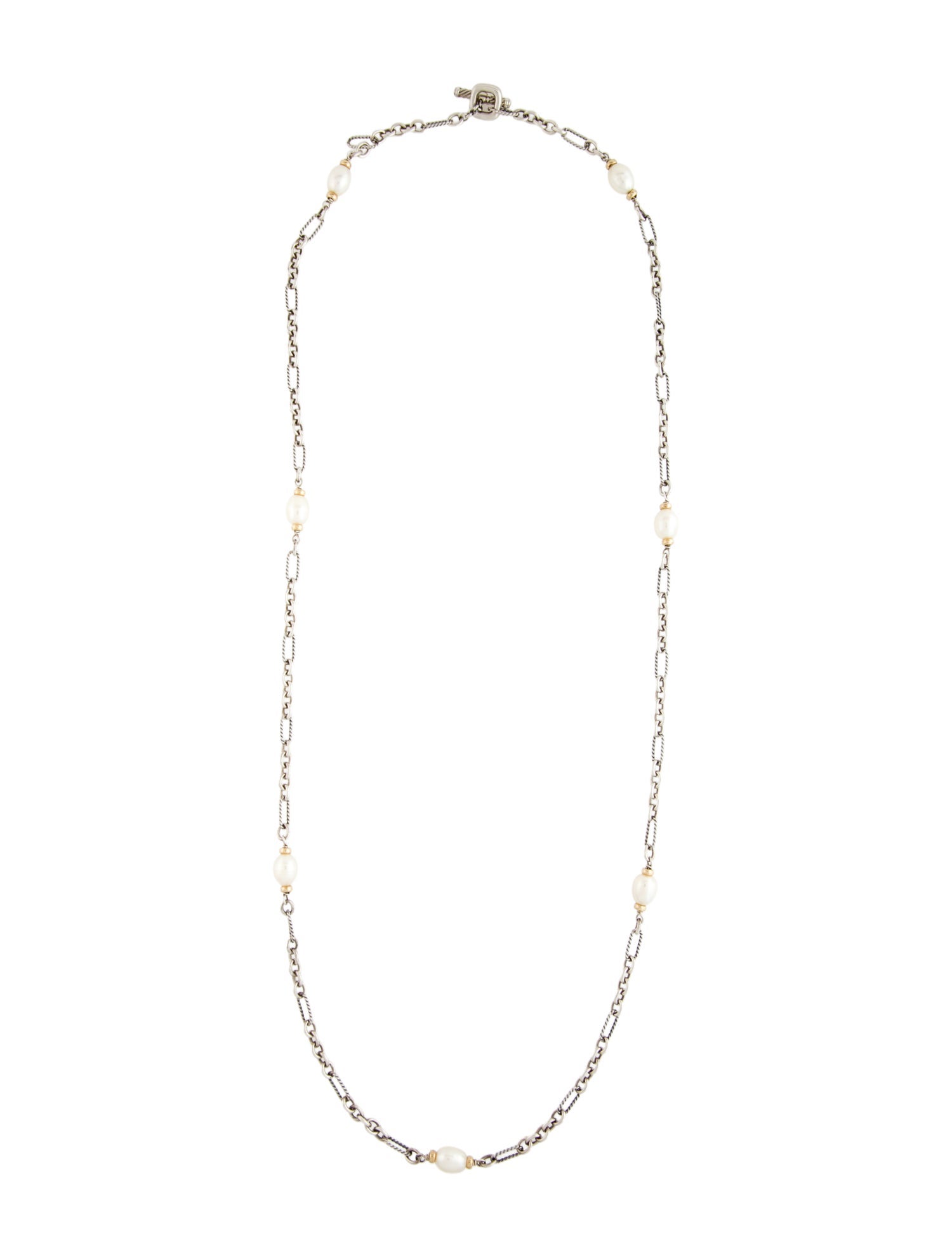 David Yurman Pearl Figaro Chain Station Necklace