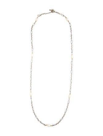 David Yurman Pearl Figaro Chain Station Necklace