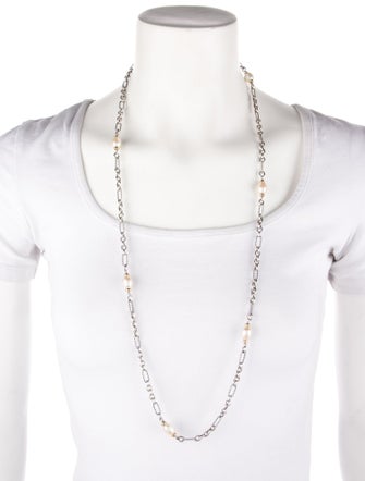 David Yurman Pearl Figaro Chain Station Necklace