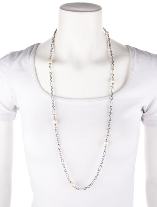 David Yurman Pearl Figaro Chain Station Necklace