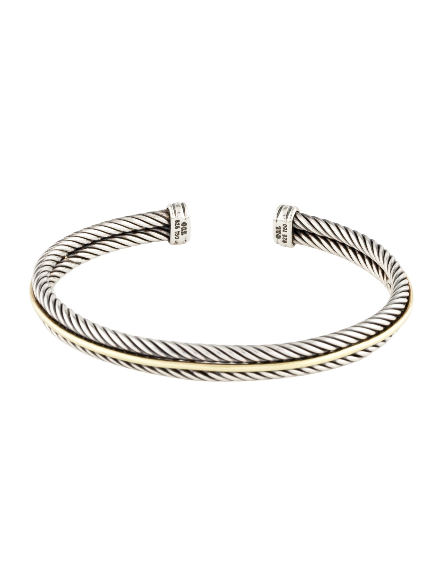 David Yurman Two Tone Cable Cuff Bracelet