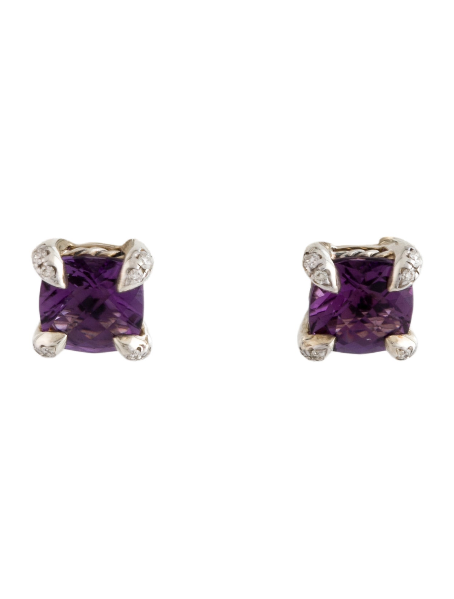 David Yurman Amethyst & Diamond Petite Chatelaine Stud Earrings