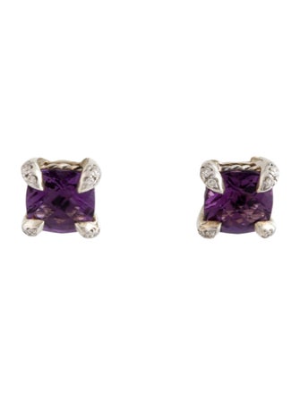 David Yurman Amethyst & Diamond Petite Chatelaine Stud Earrings