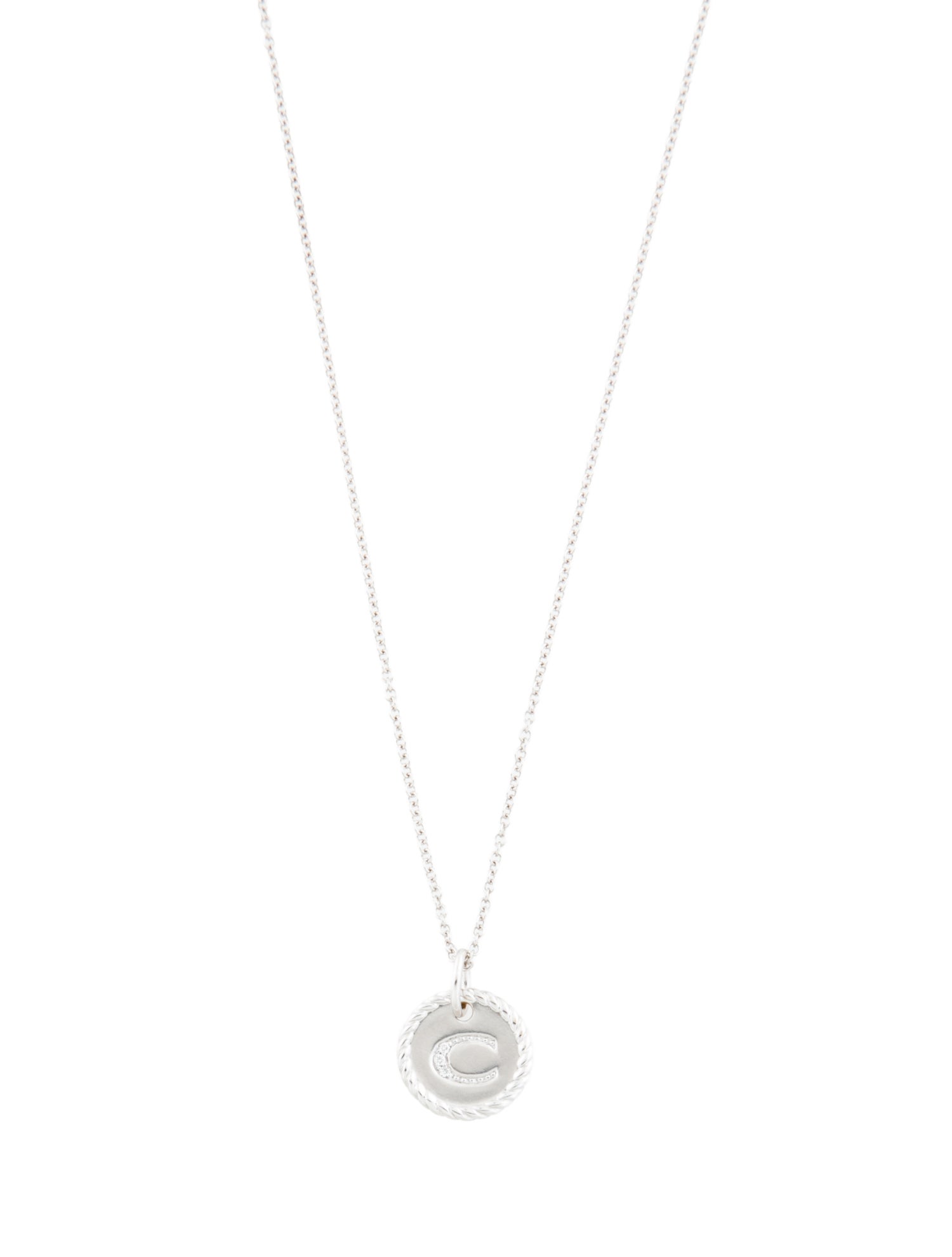 David Yurman 18K Diamond Initial 'C' Pendant Necklace