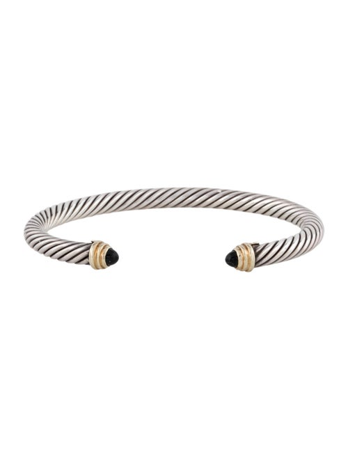 David Yurman Two-Tone Onyx Cable Cuff Bracelet