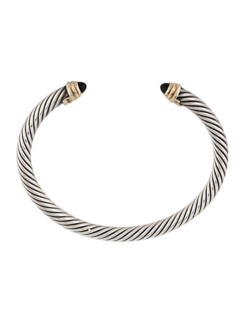 David Yurman Two-Tone Onyx Cable Cuff Bracelet