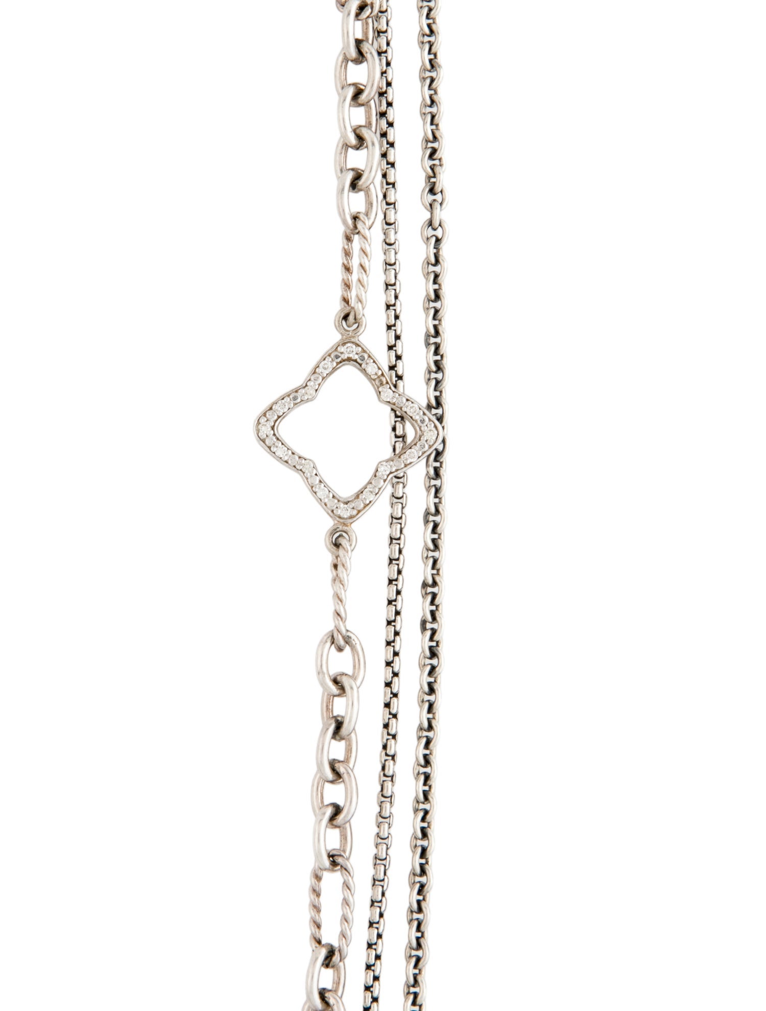 David Yurman Pearl & Diamond Multistrand Quatrefoil Necklace