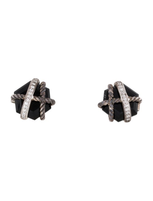 David Yurman Onyx & Diamond Cable Wrap Earrings