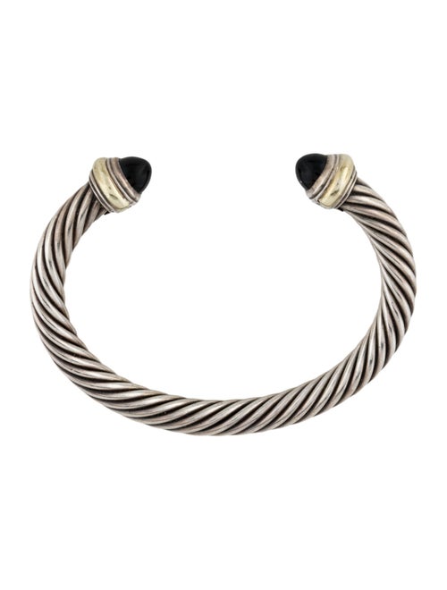 David Yurman Two-Tone Onyx Cable Cuff Bracelet