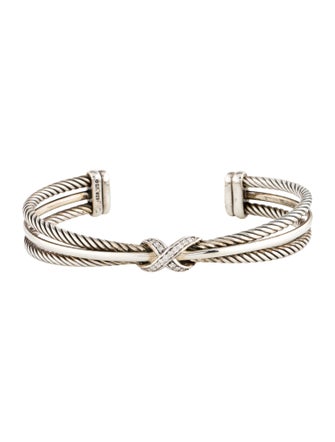 David Yurman Diamond X Crossover Cuff Bracelet
