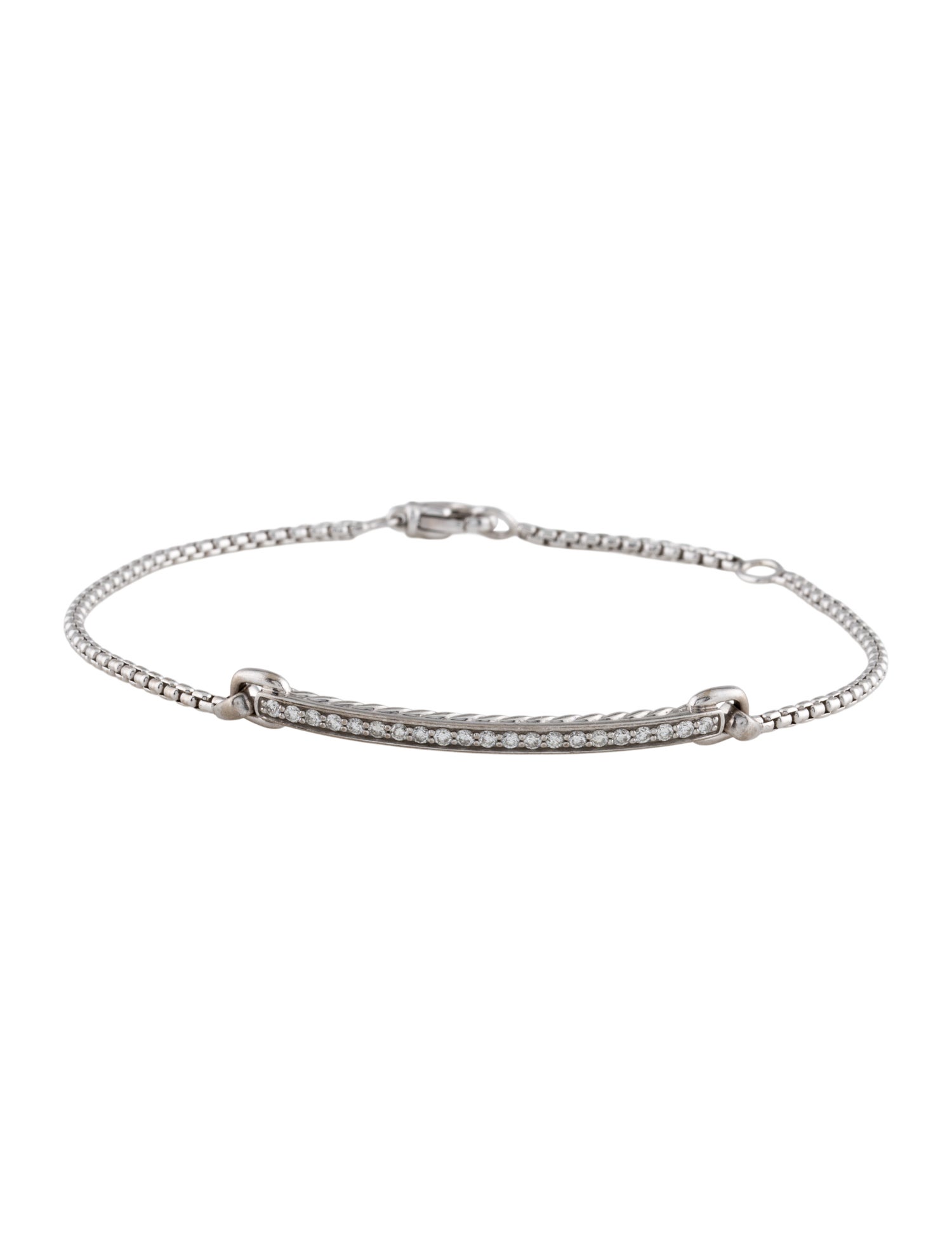David Yurman 18K Diamond Bar Link Bracelet
