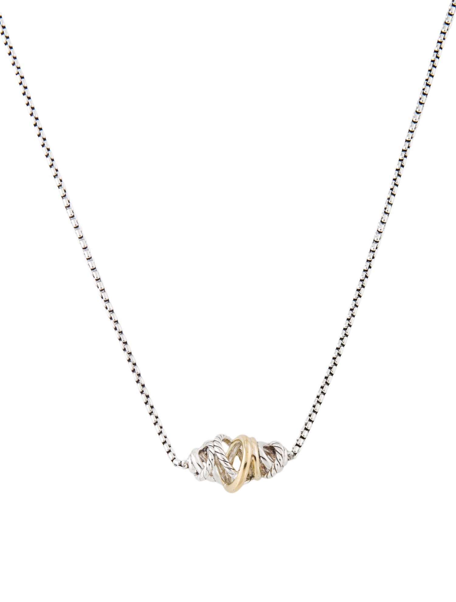 David Yurman Two-Tone Crossover Single Station Pendant Necklace