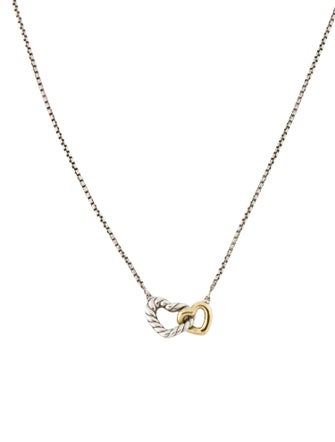 David Yurman Two-Tone Cable Collectibles Interlocking Heart Necklace