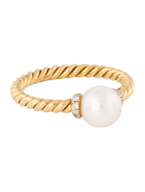 David Yurman 18K Akoya Cultured Pearl & Diamond Petite Cocktail Ring